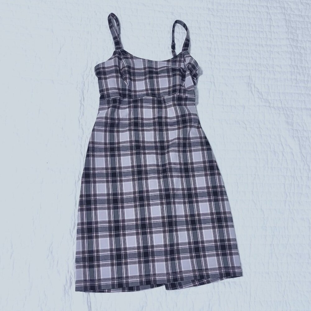 Hollister Co. Purple Plaid Checkered Bodycon Mini Dress